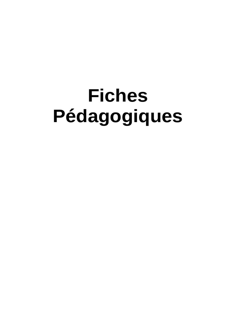 Fiches Pédagogiques pour Enseignants | PDF | Enseignement | Théorie de ...