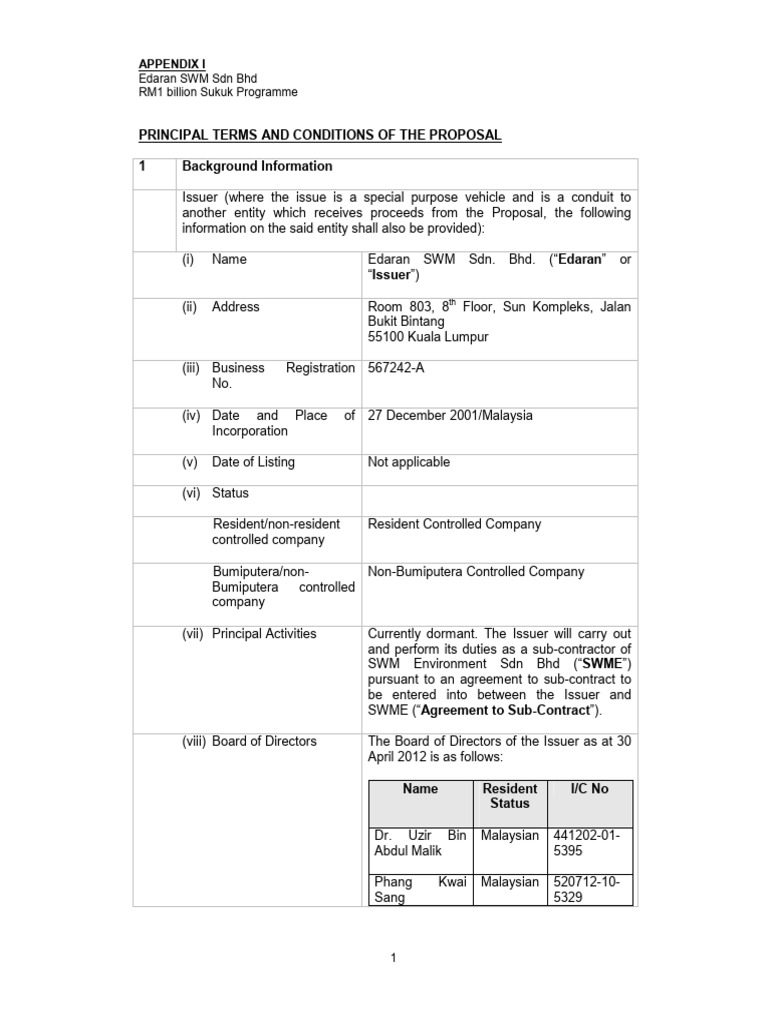 Edaran SWM RM1 Billion Sukuk Details | PDF | Securitization | Rebate ...