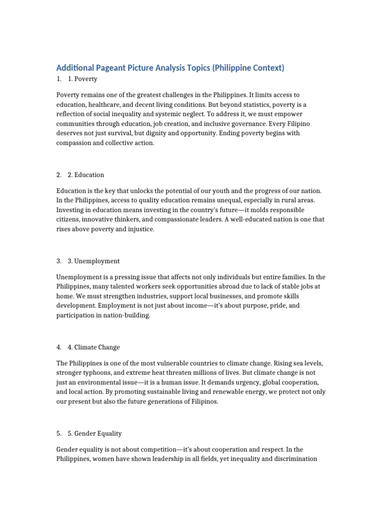 Philippine Social Issues Analysis Topics | PDF | Poverty | Poverty ...