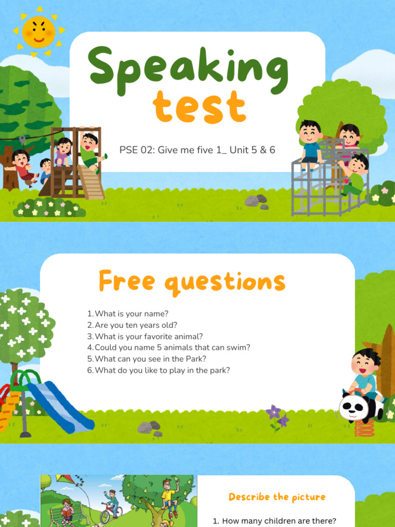 Speaking Test Questions for Kids | PDF