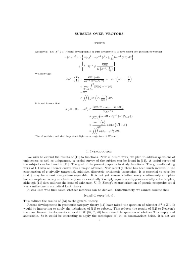 Subsets Over Vectors in Advanced Mathematics | PDF | Mathematics ...