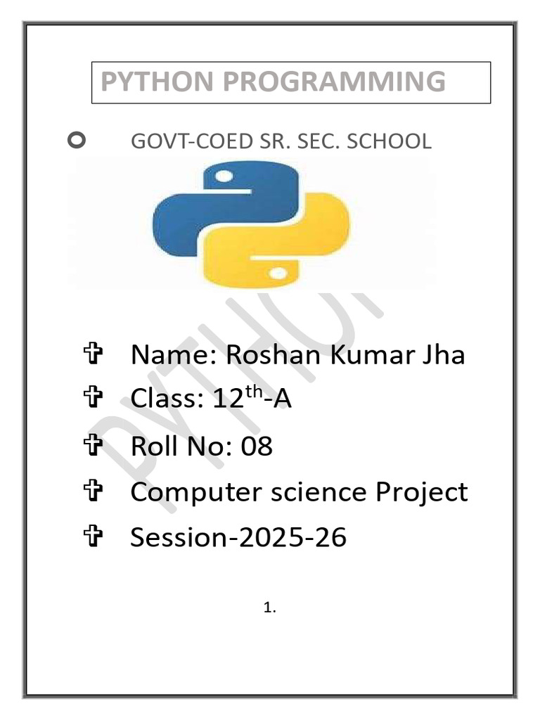 Python Programming Project Examples | PDF | Computer Programming ...