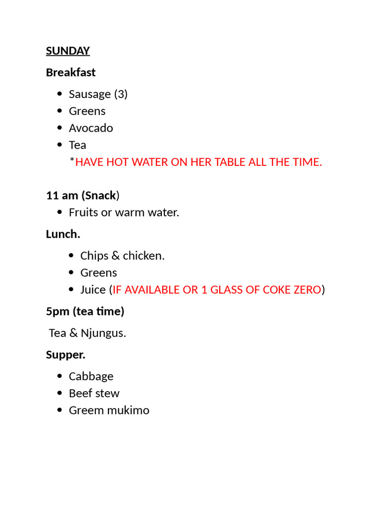 Sunday Meal Plan: Breakfast to Supper | PDF