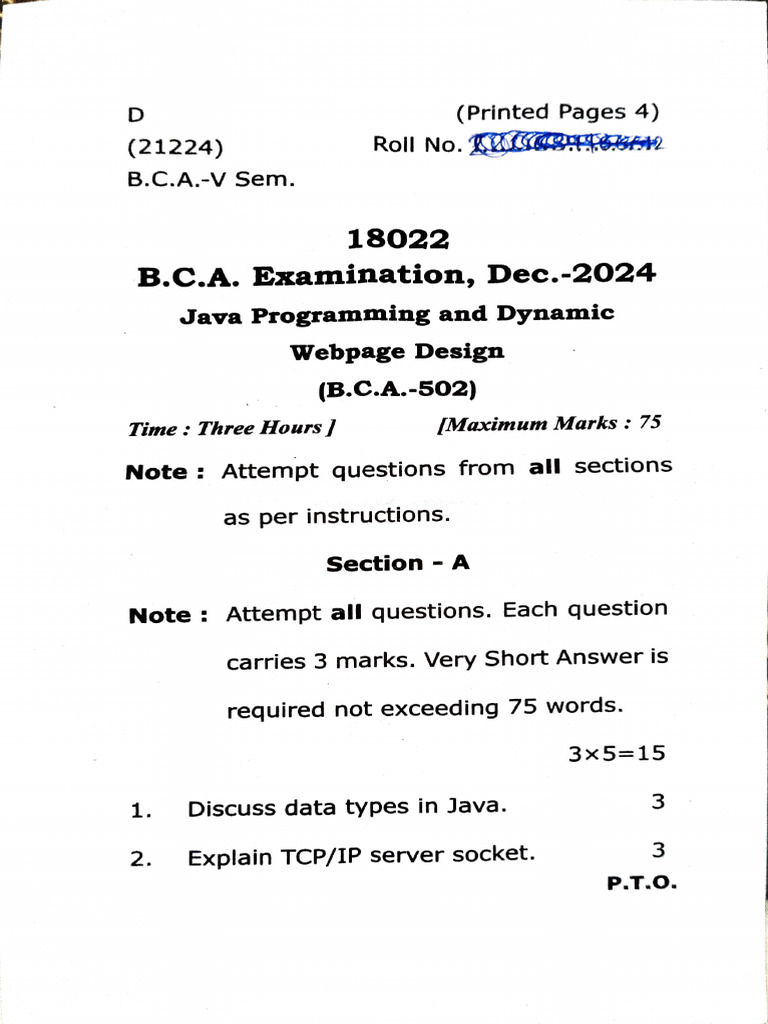 Java Programming Exam Guide 2024 | PDF | Java (Programming Language ...