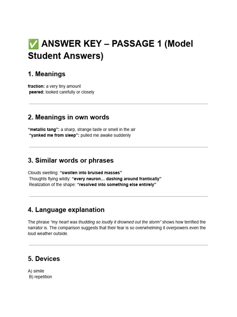 Model Answers for Literary Analysis Passages | PDF