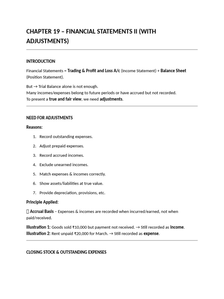 Financial Statement Adjustments Explained | PDF | Expense | Income ...