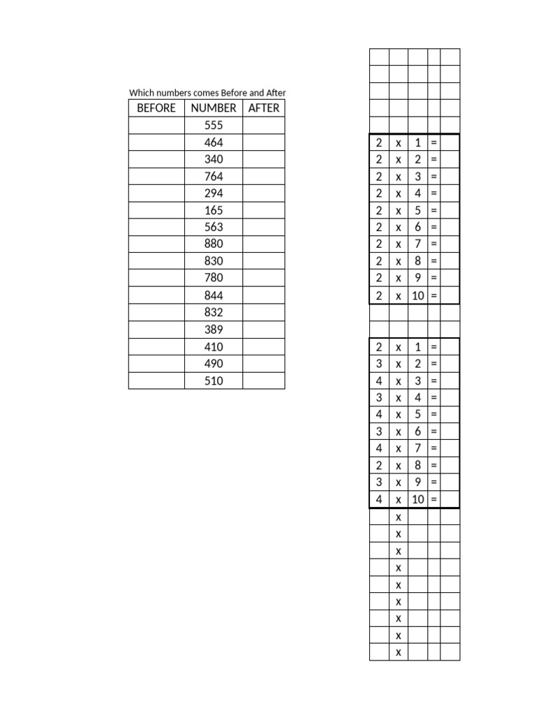 Before and After Number Sequences | PDF