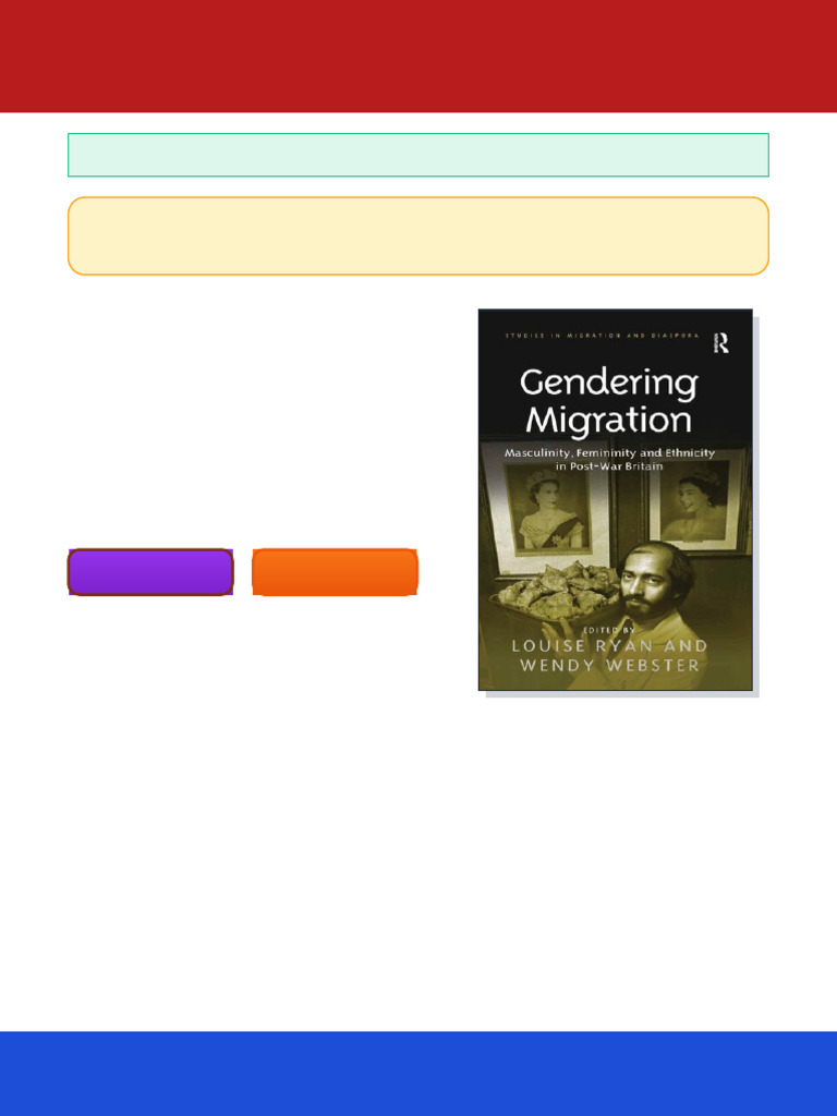 Gendering Migration Masculinity Femininity and Ethnicity in Post War ...