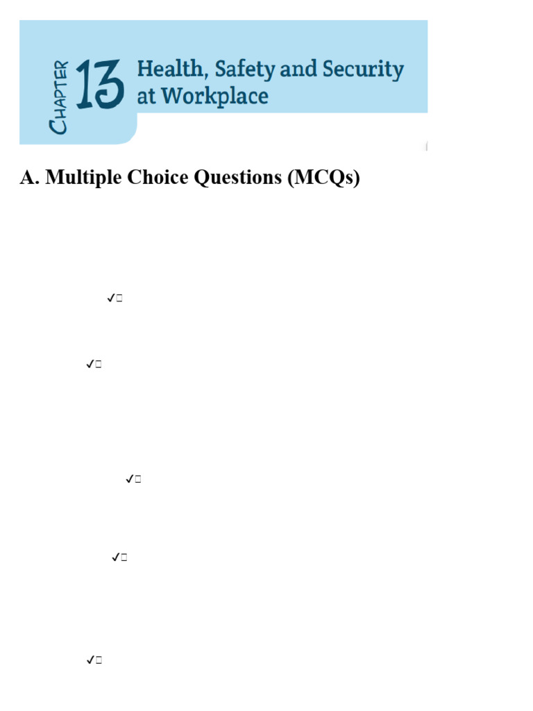 Workplace Safety MCQs and Guidelines | PDF | Hazards | Occupational ...
