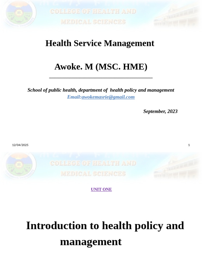 Health Service Management Overview | PDF | Psychology | Business