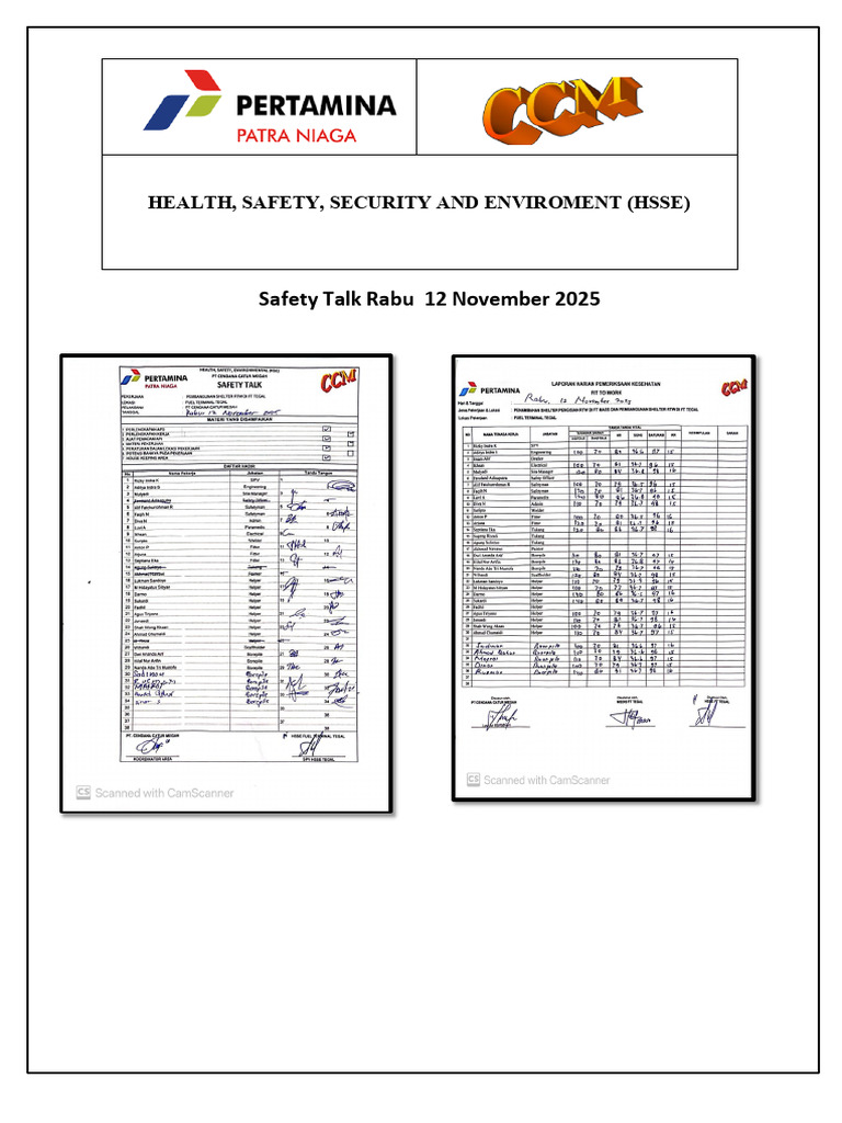 HSSE Safety Talk Documentation 2025 | PDF