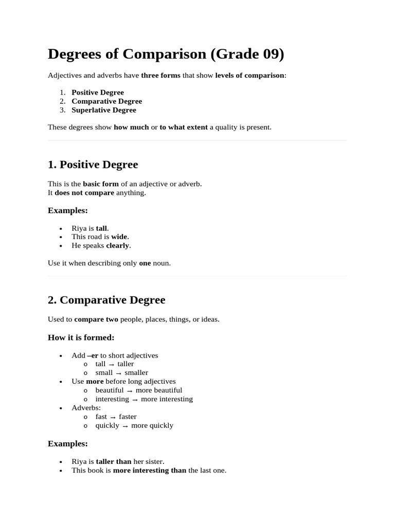 Understanding Degrees of Comparison | PDF | Adjective | Linguistics