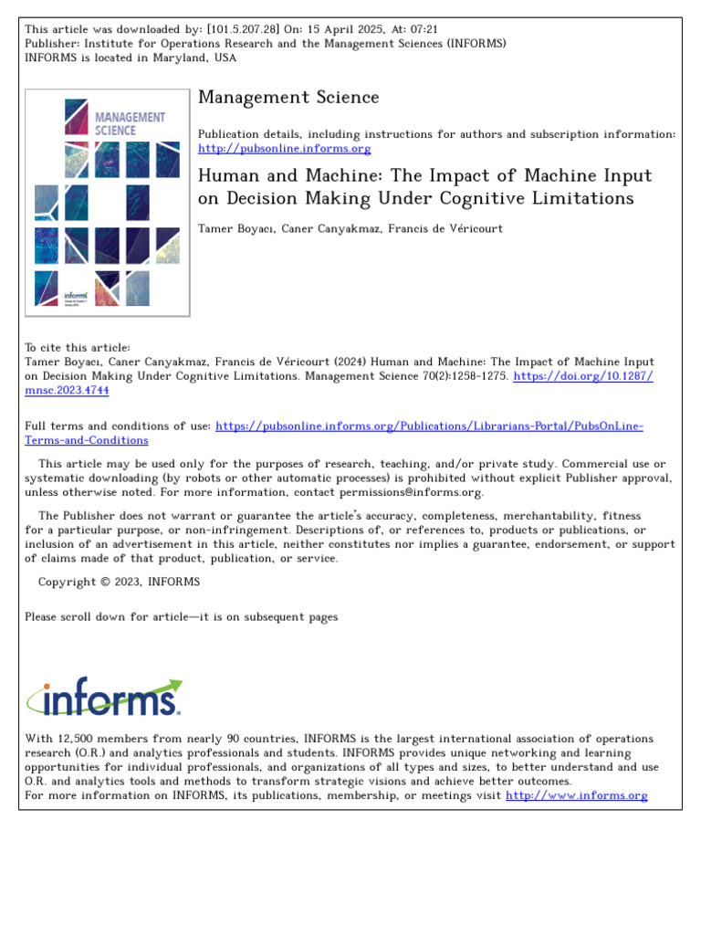 Human-Machine Decision Making Insights | PDF | Machine Learning ...