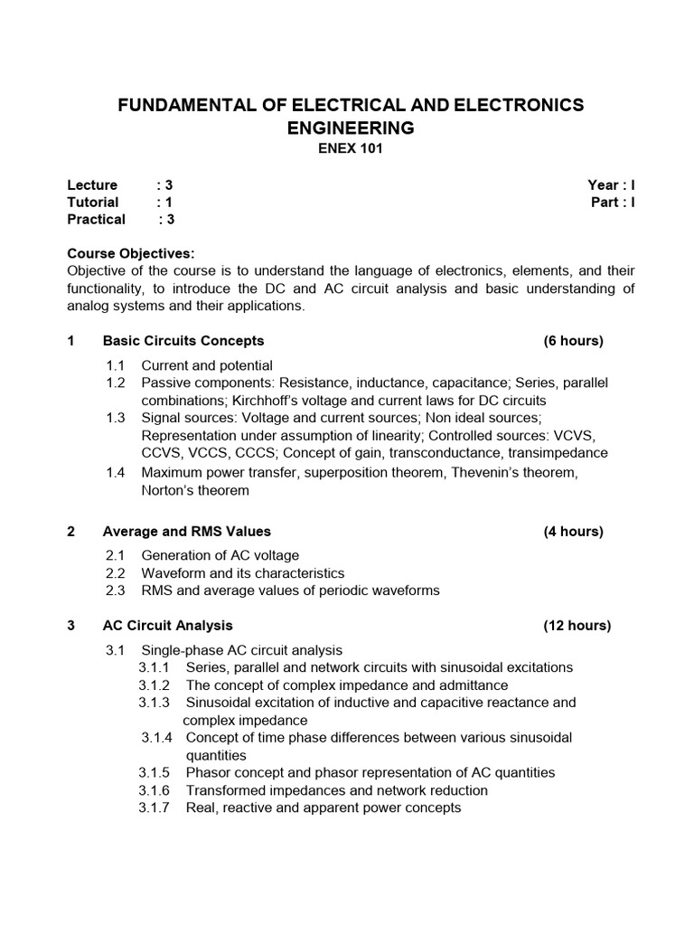 Electrical and Electronics Engineering Basics | PDF | Electronic ...