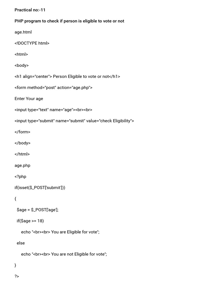 PHP Voting Eligibility Checker | PDF