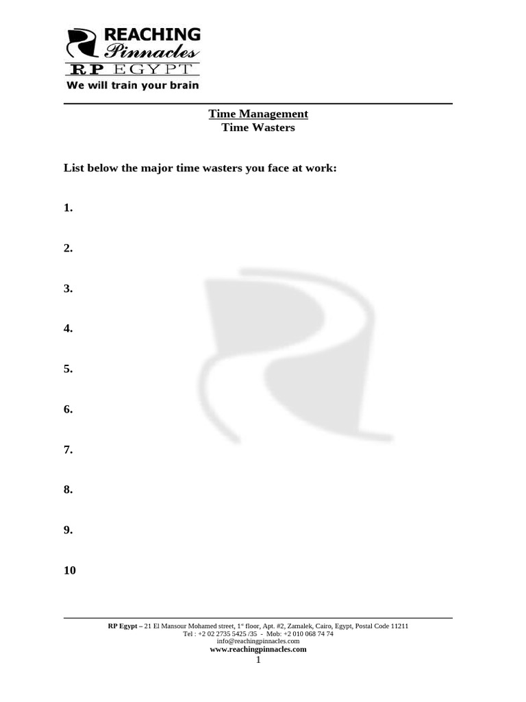 List of Time Wasters | PDF