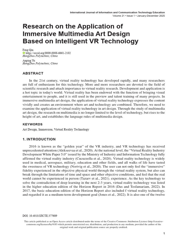VR Technology in Multimedia Art Design | PDF | Virtual Reality | 3 D ...