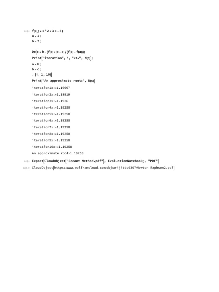 Secant Method Root Approximation | PDF