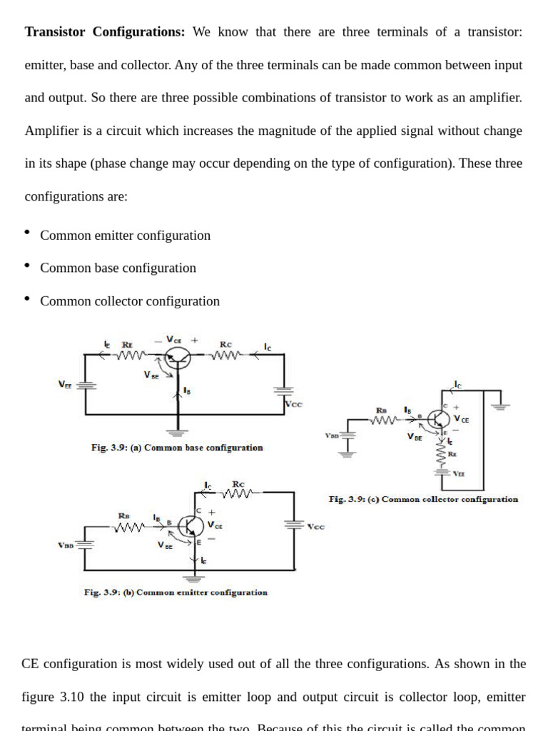 Transistor Amplifier Configurations Explained | PDF | Bipolar Junction ...