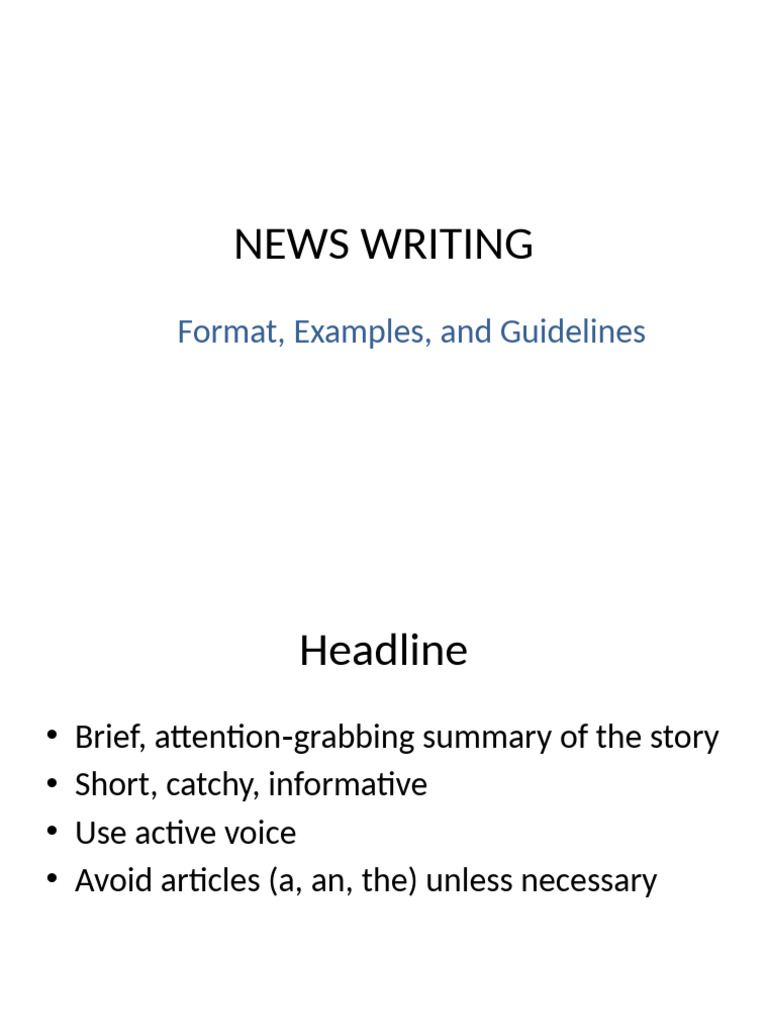 News Writing Format and Guidelines | PDF