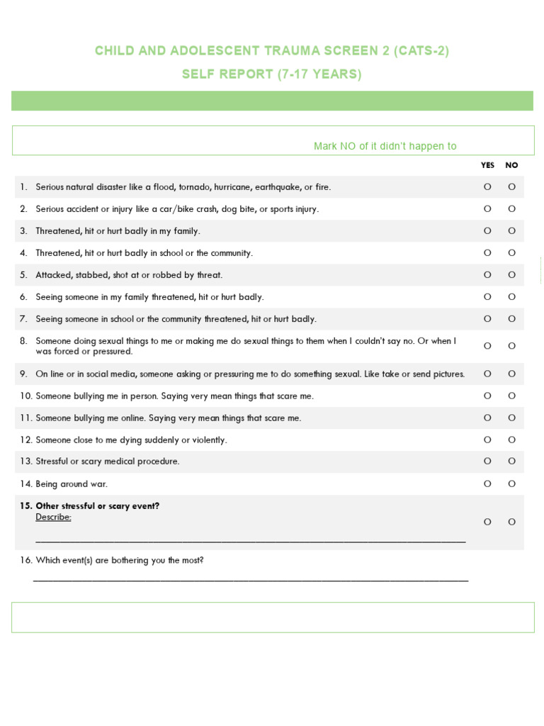 CATS 2 Selfreport English DSM Scoring Only | PDF | Psychological ...