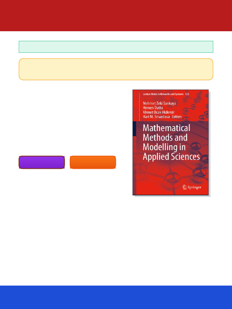 Mathematical Methods and Modelling in Applied Sciences 1st Edition ...