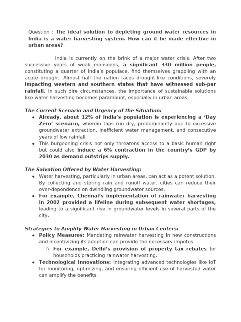Effective Urban Water Harvesting in India | PDF | Groundwater | Water ...