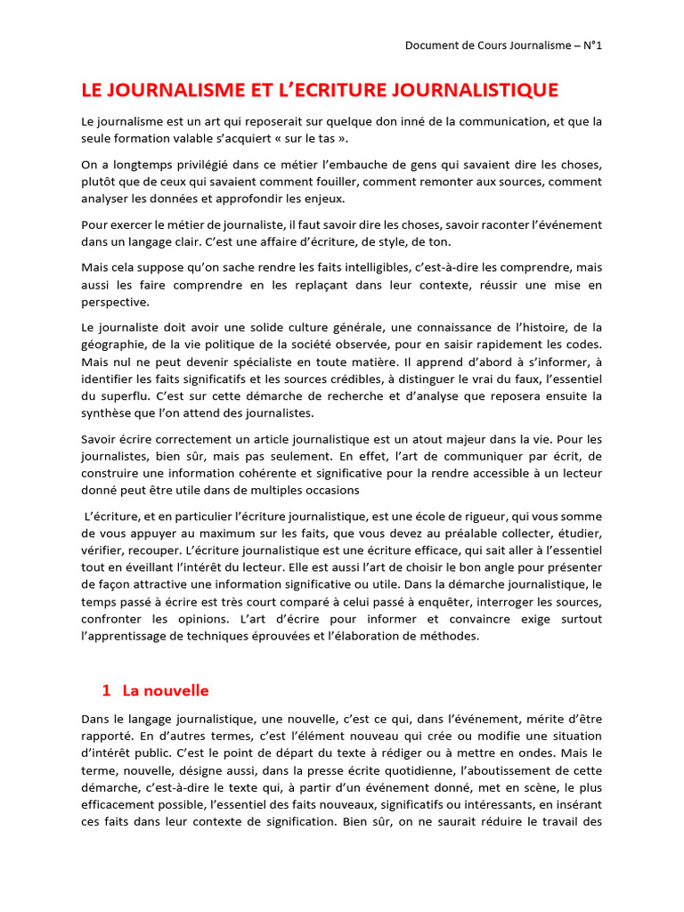 Introduction au journalisme et écriture | PDF | Journalisme