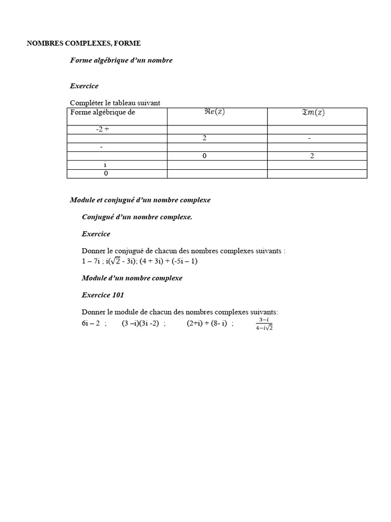 Nombres complexes : Formes et exercices | PDF | Nombre complexe | Triangle