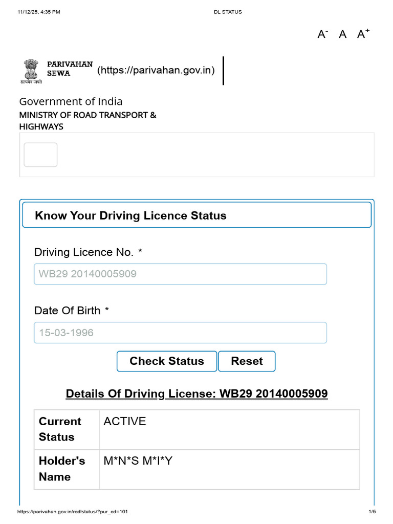 DL STATUS | PDF | Driver's License | Road Transport