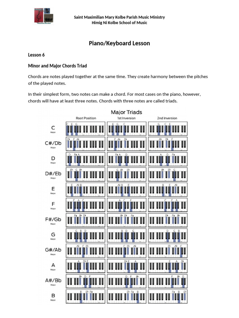Piano and Keyboard Lesson 6 | PDF