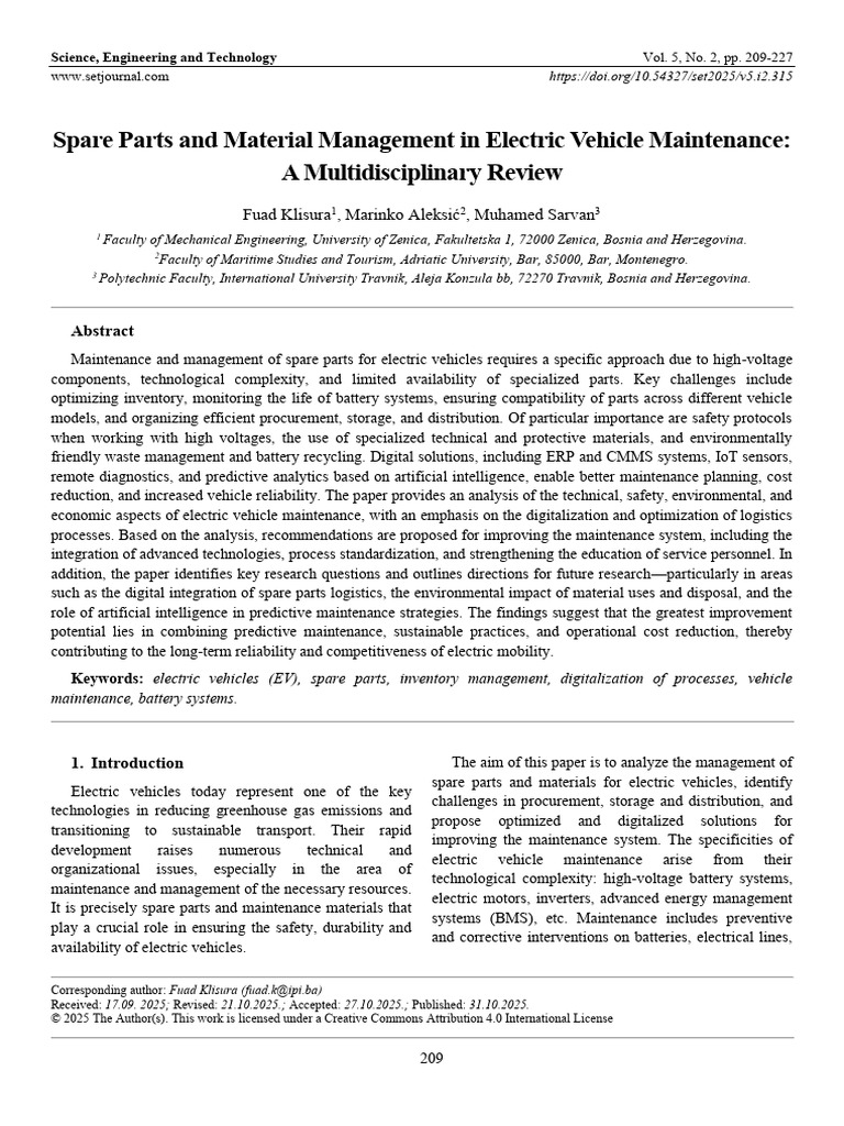 Spare Parts and Material Management in Electric Ve | PDF | Electric ...
