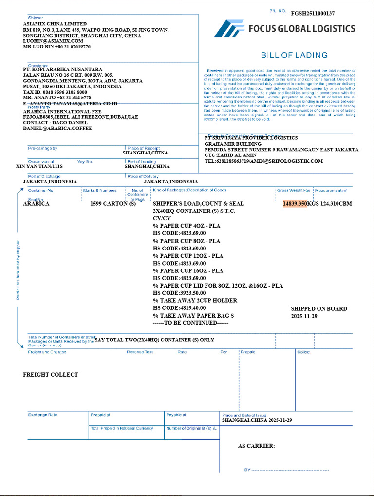 Shipping Details for Arabica Products | PDF