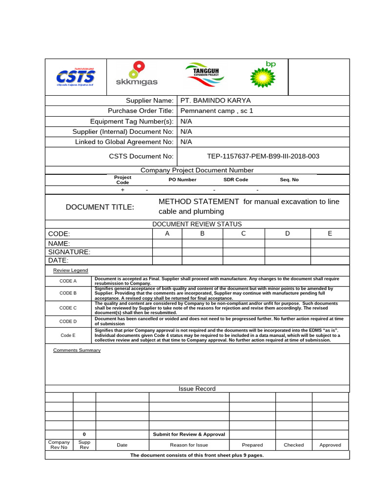 Method Statement for Manual Excavation | PDF | Personal Protective ...