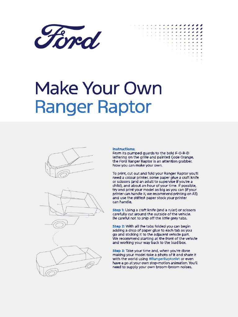 Make Your Own Ranger Raptor (Cut-Out Instructions) PDF | PDF