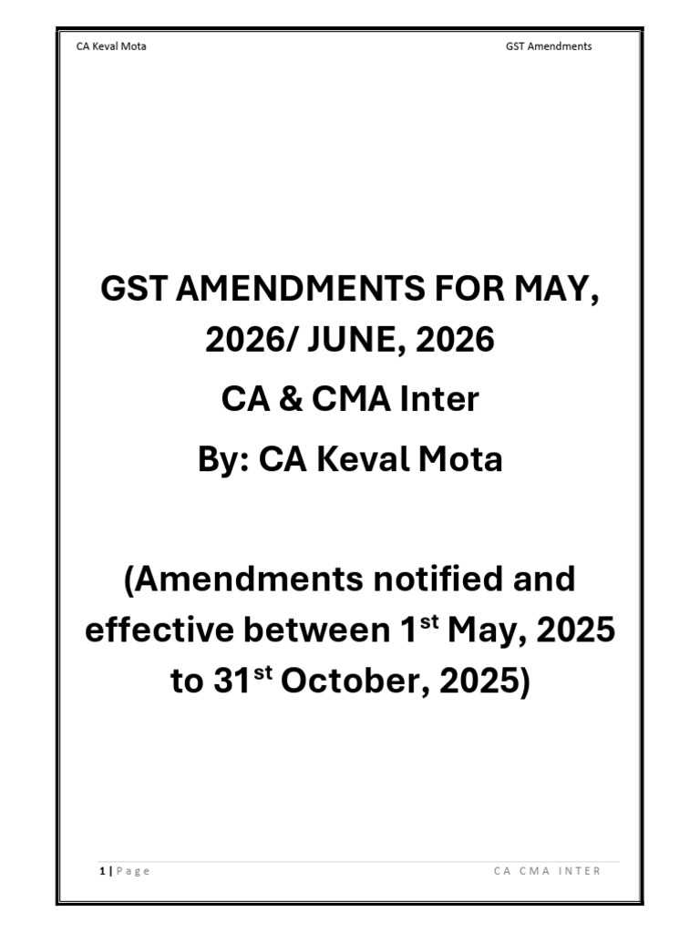 GST Amendments - CA Cma Inter | PDF | Value Added Tax | Taxes