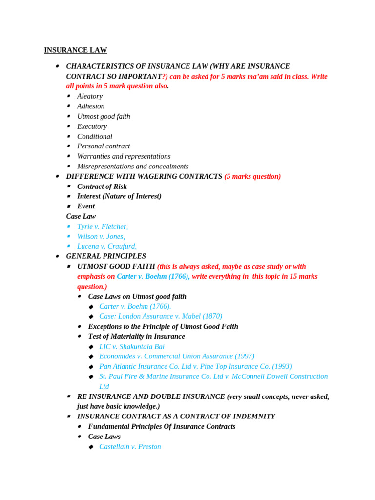 Key Characteristics of Insurance Law | PDF | Insurance | Subrogation
