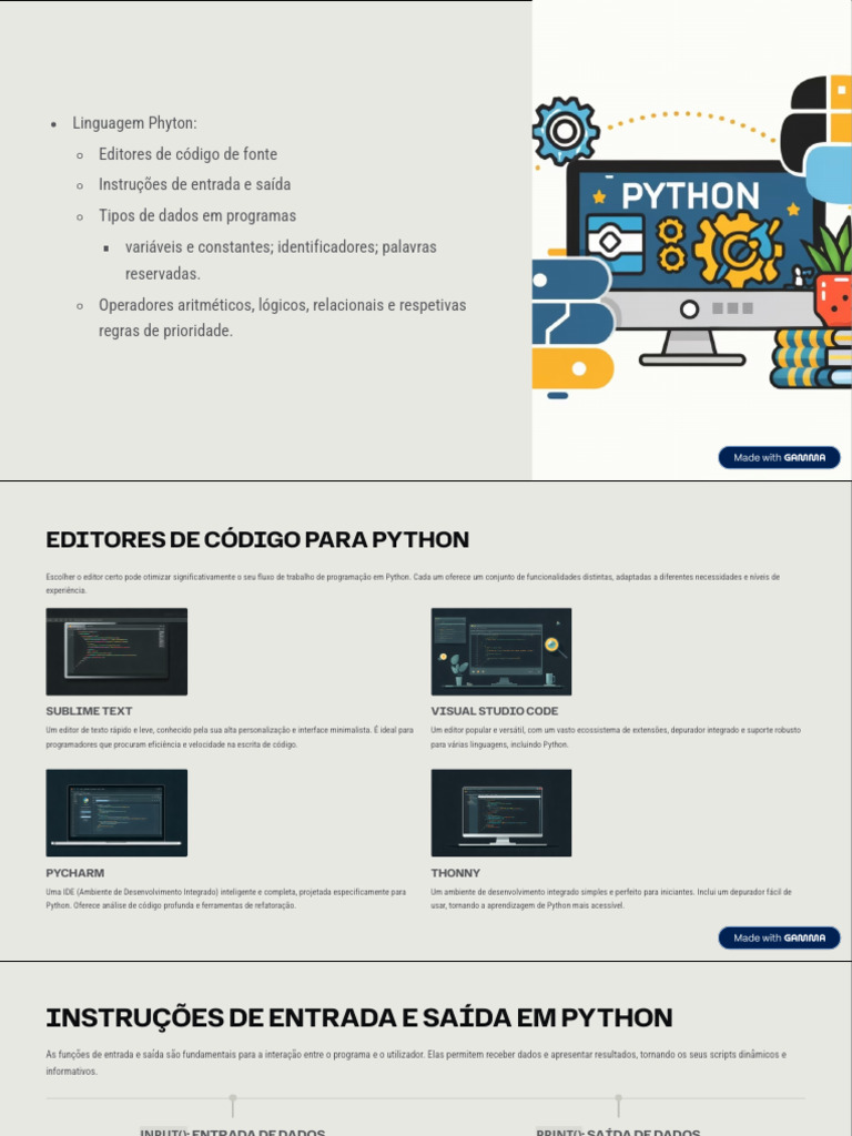 Editores e Fundamentos de Python | PDF | Python (linguagem de ...