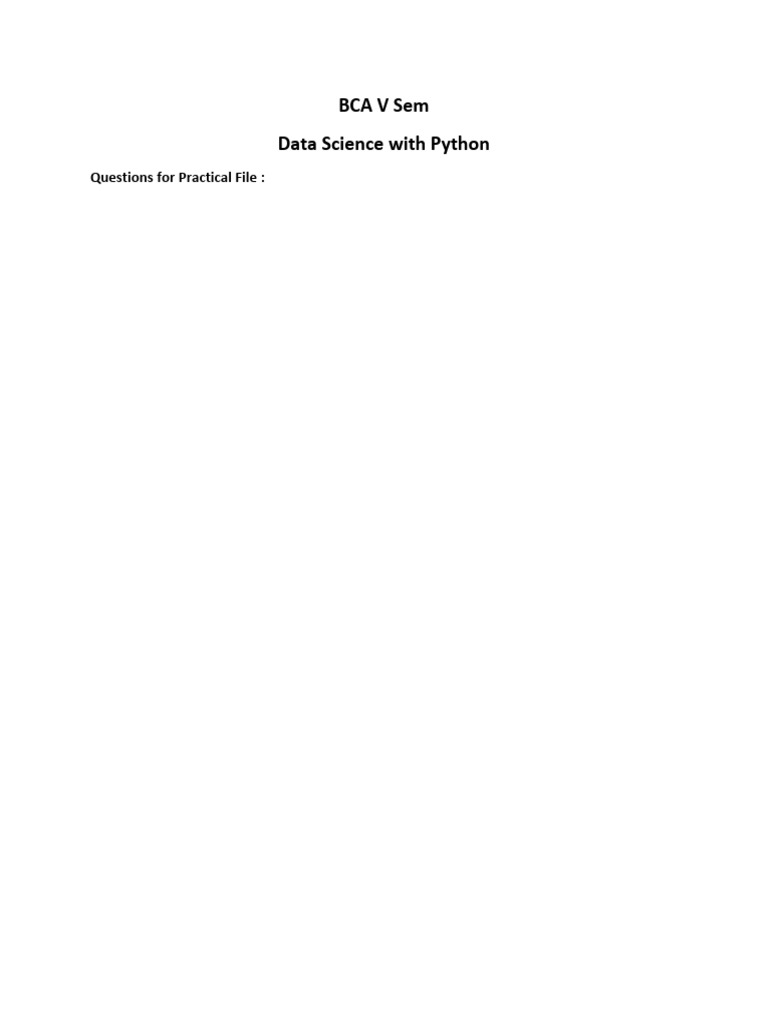 Data Science Practical Questions in Python | PDF