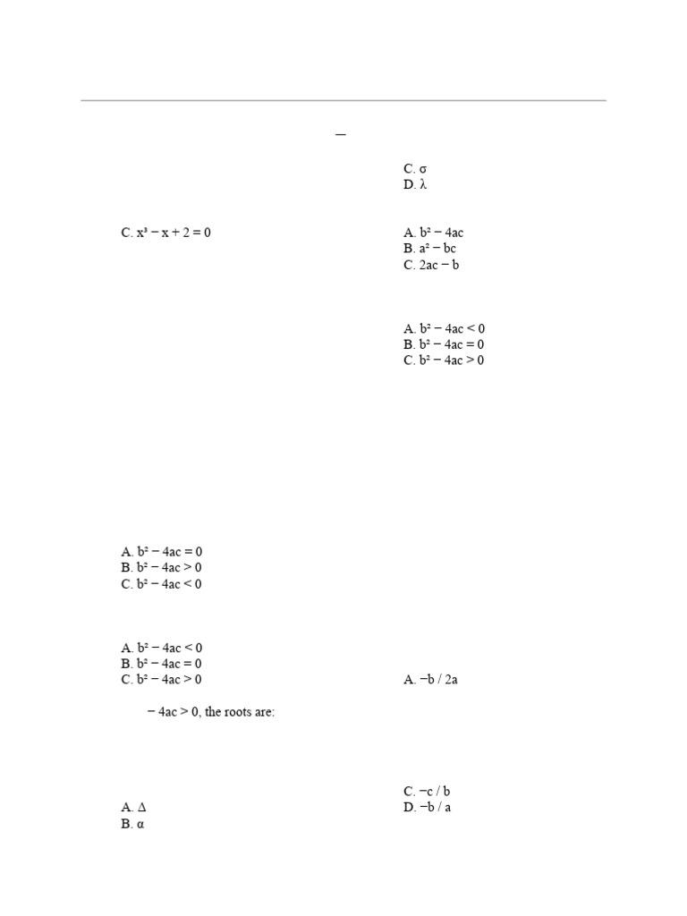 Quadratic Equations MCQs Guide | PDF | Quadratic Equation | Abstract ...
