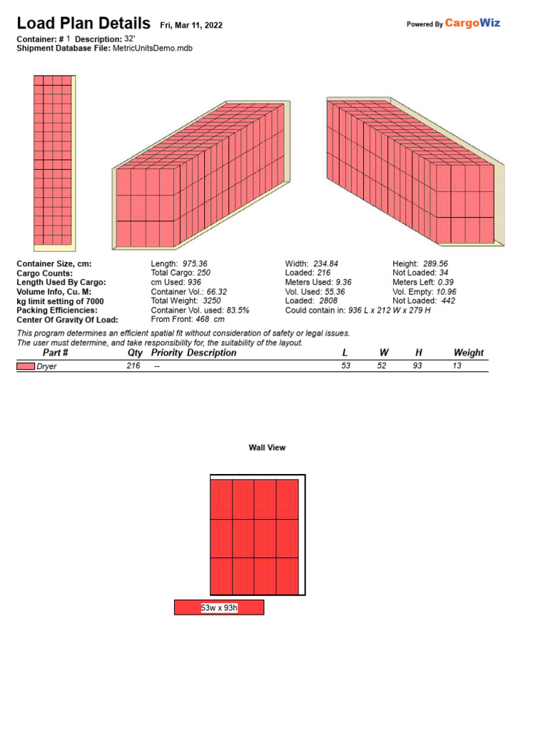 Container Load Plan Details 32' | PDF
