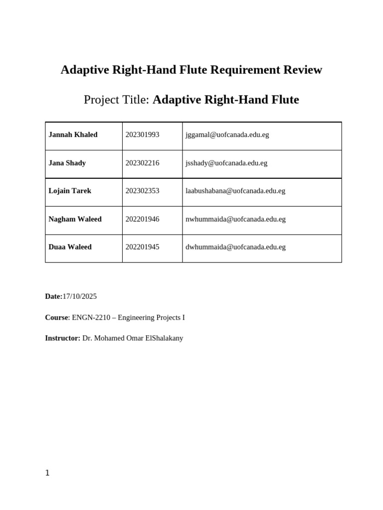Adaptive Right-Hand Flute Design Review | PDF | Flute | 3 D Printing