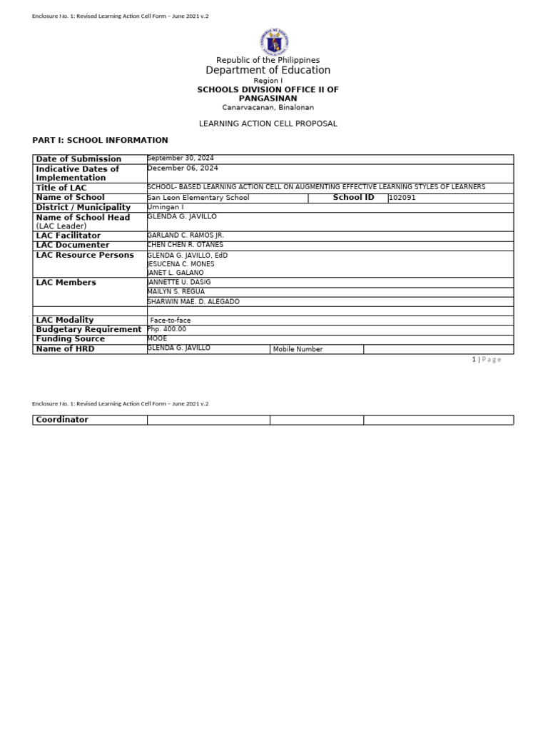 Revised Learning Action Cell Proposal | PDF | Learning | Cognitive Science