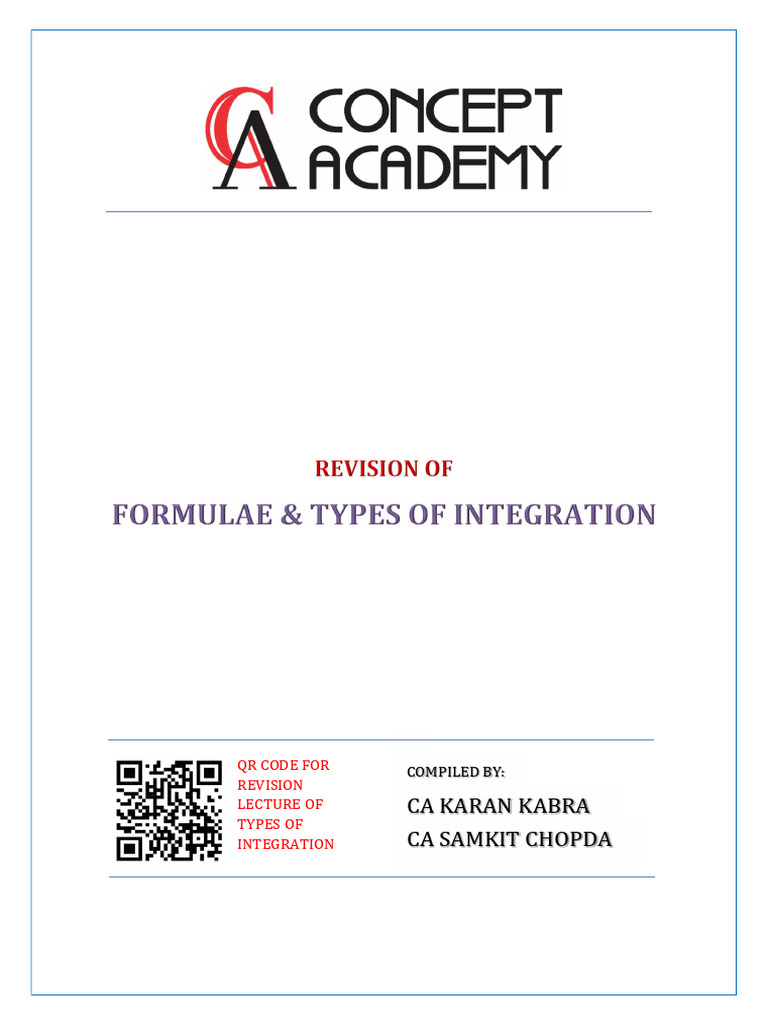 Integration Revision Notes - 1 | PDF