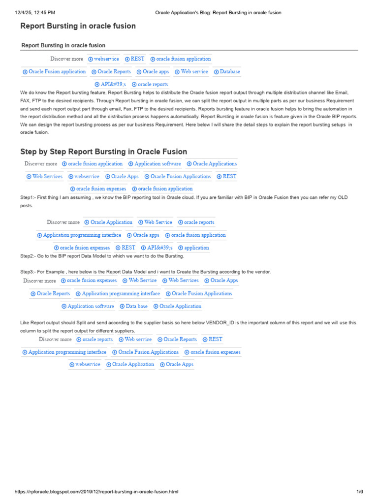 Oracle Fusion Report Bursting Guide | PDF | Application Software | Web ...