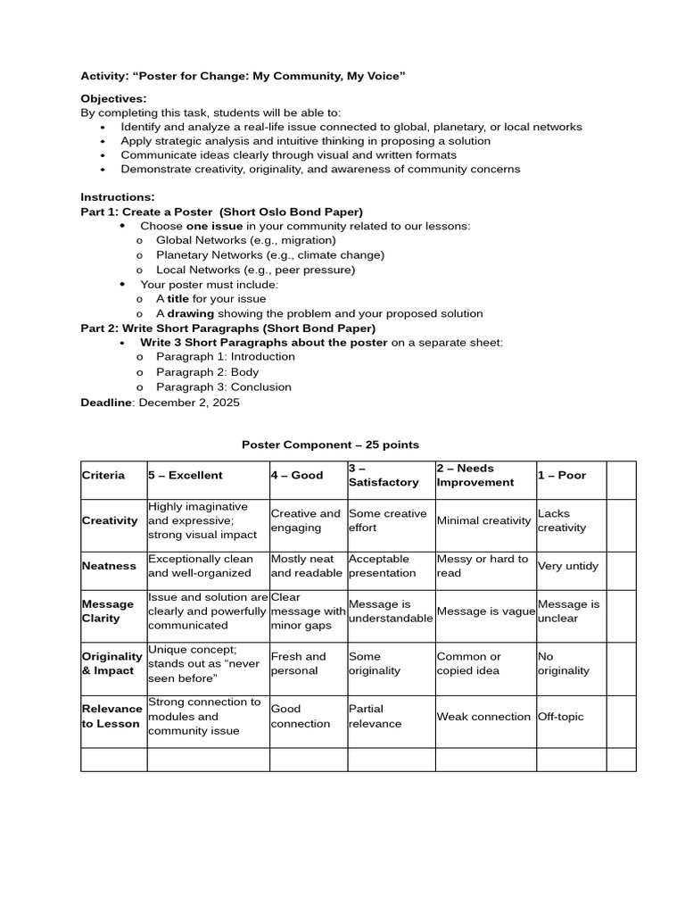 PosterQ3 Semi Exam G12 | PDF | Creativity | Learning