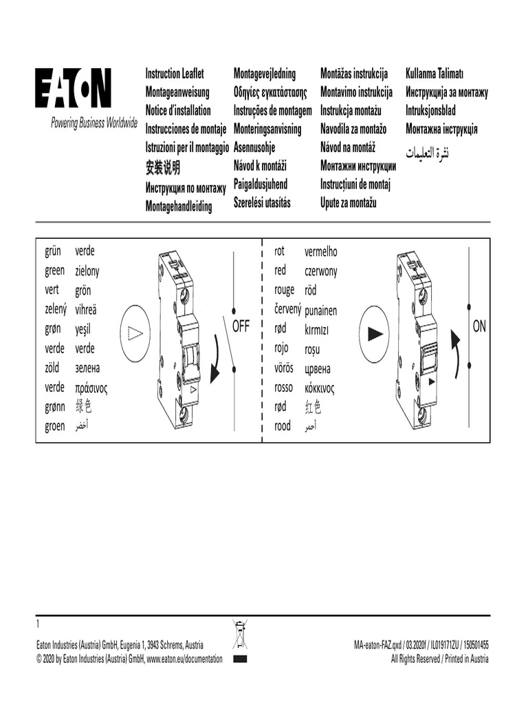 Eaton MCB Installation Instructions | PDF