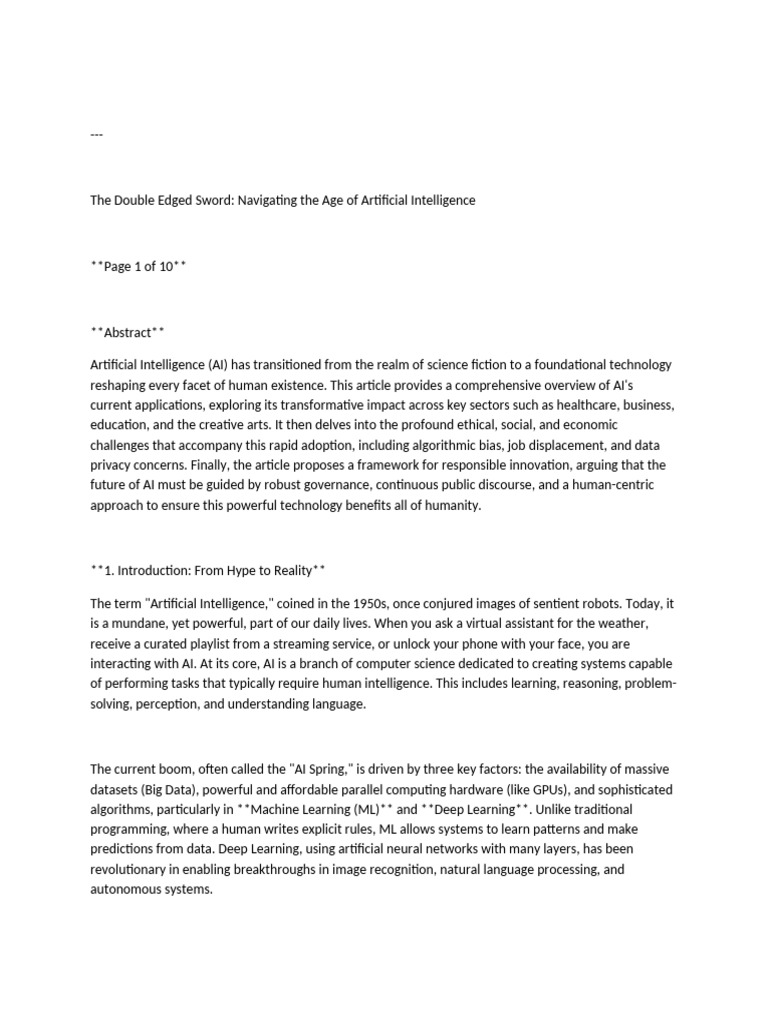 The Double Edged Sword | PDF | Artificial Intelligence | Intelligence ...