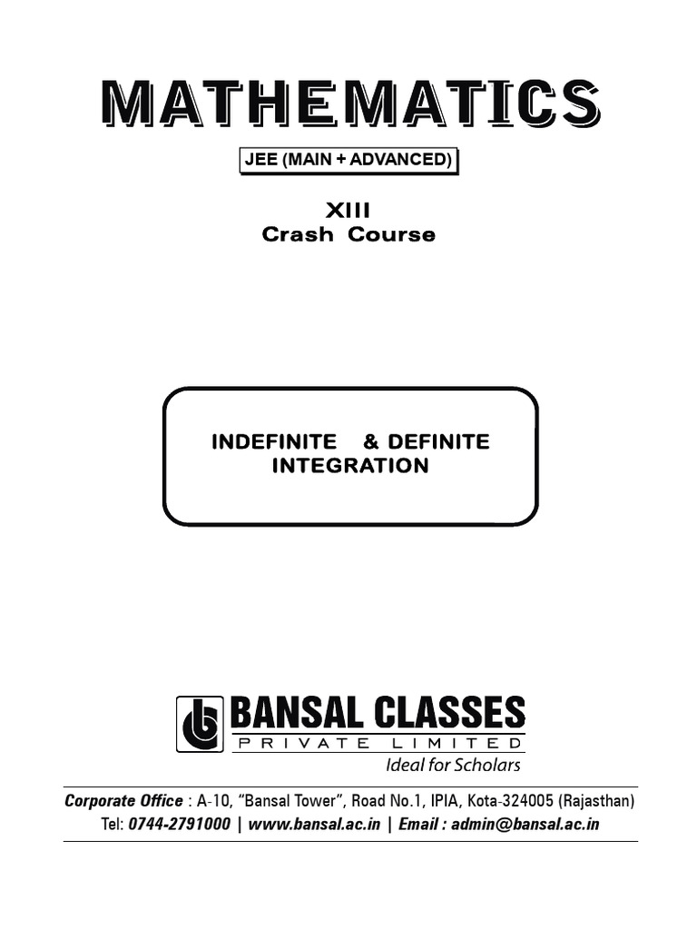 Indefinite & Definite Integration Guide | PDF | Integral ...