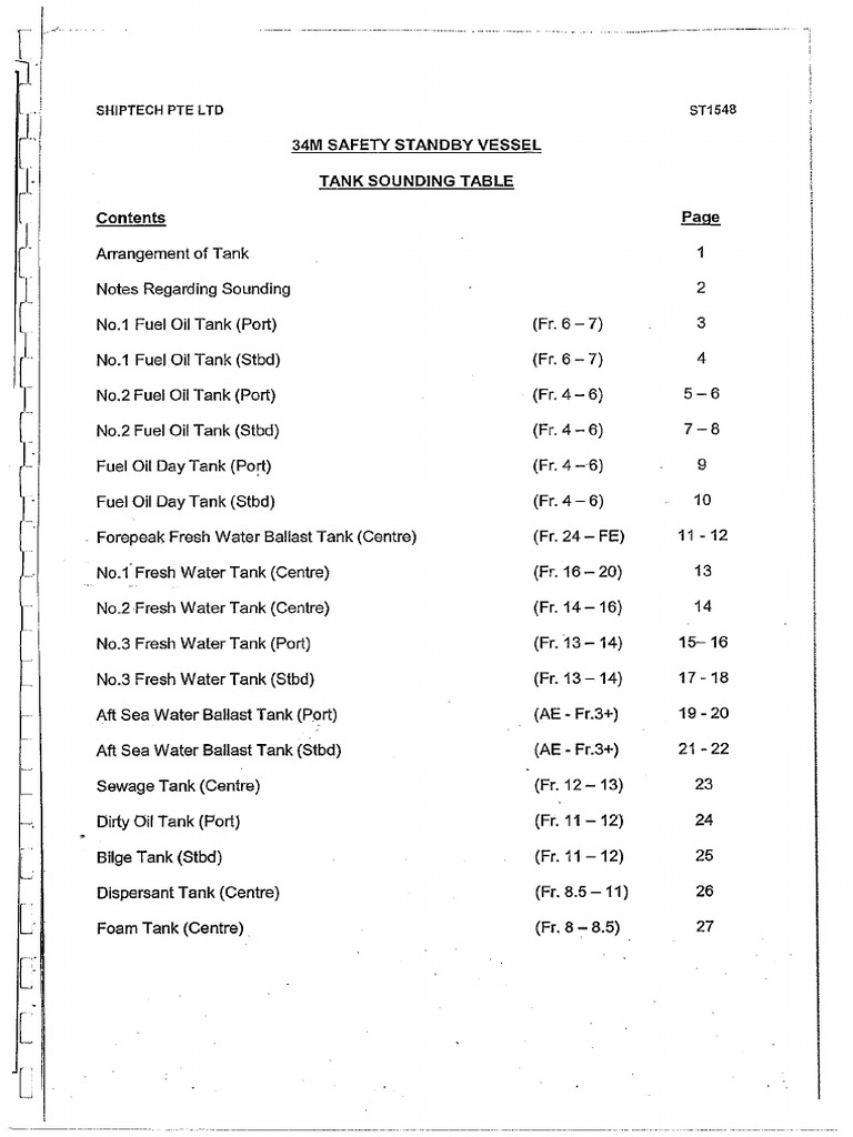 Tank Sounding Table - NP7 | PDF